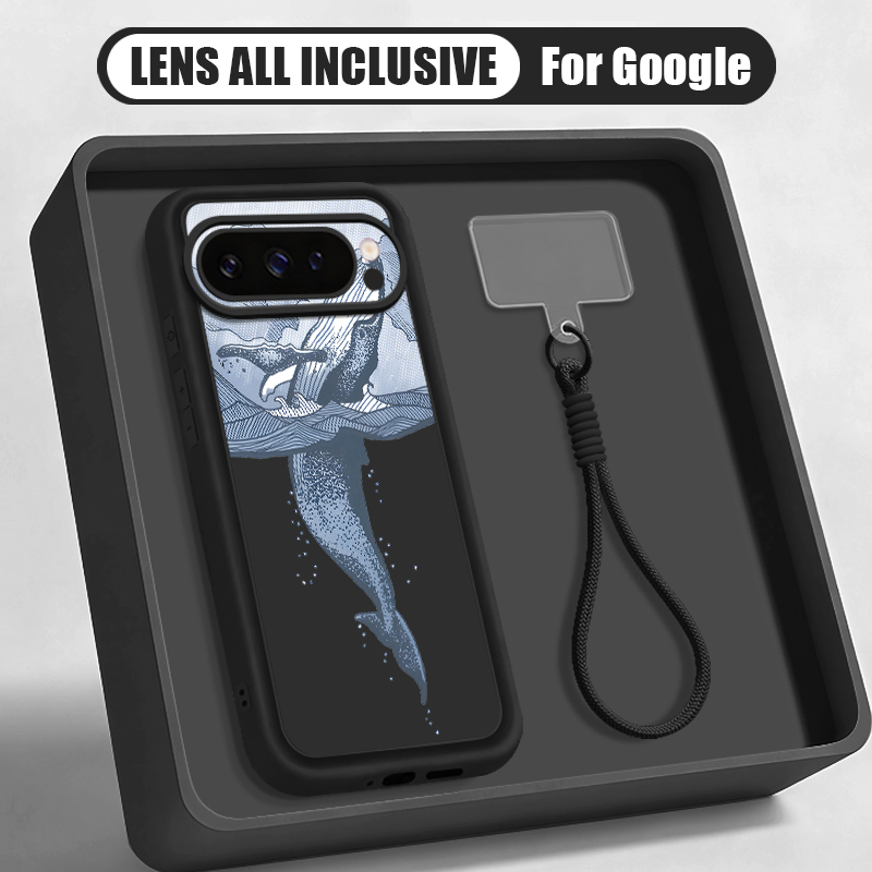 Google Pixel 9 - Handgelenkschlaufen-Hülle mit Buckelwal-Print für Google Pixel