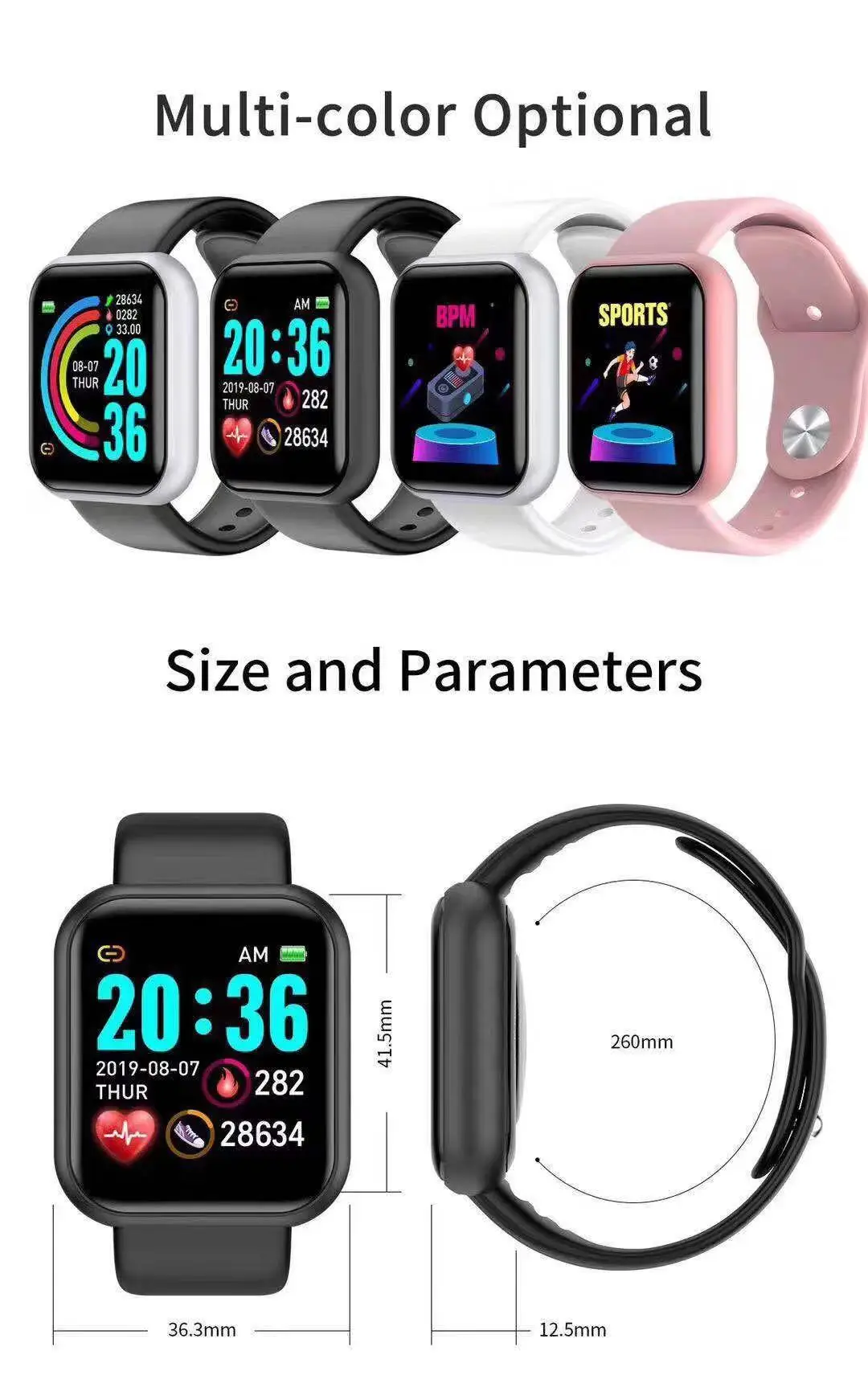 Smartwatch Touch - D20 Pro Smartwatch Herren Y68 Smartwatch,